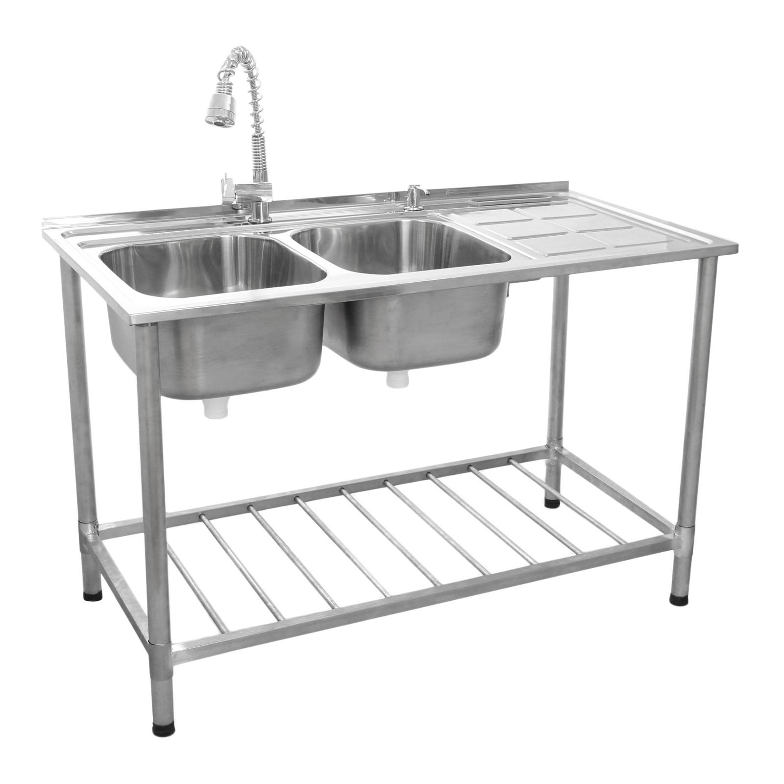 GASTROSPÜLE Spültisch Abwaschbecken - Abtropffläche Rechts - Alufarben, Metall (120/1/60cm) - Monstershop