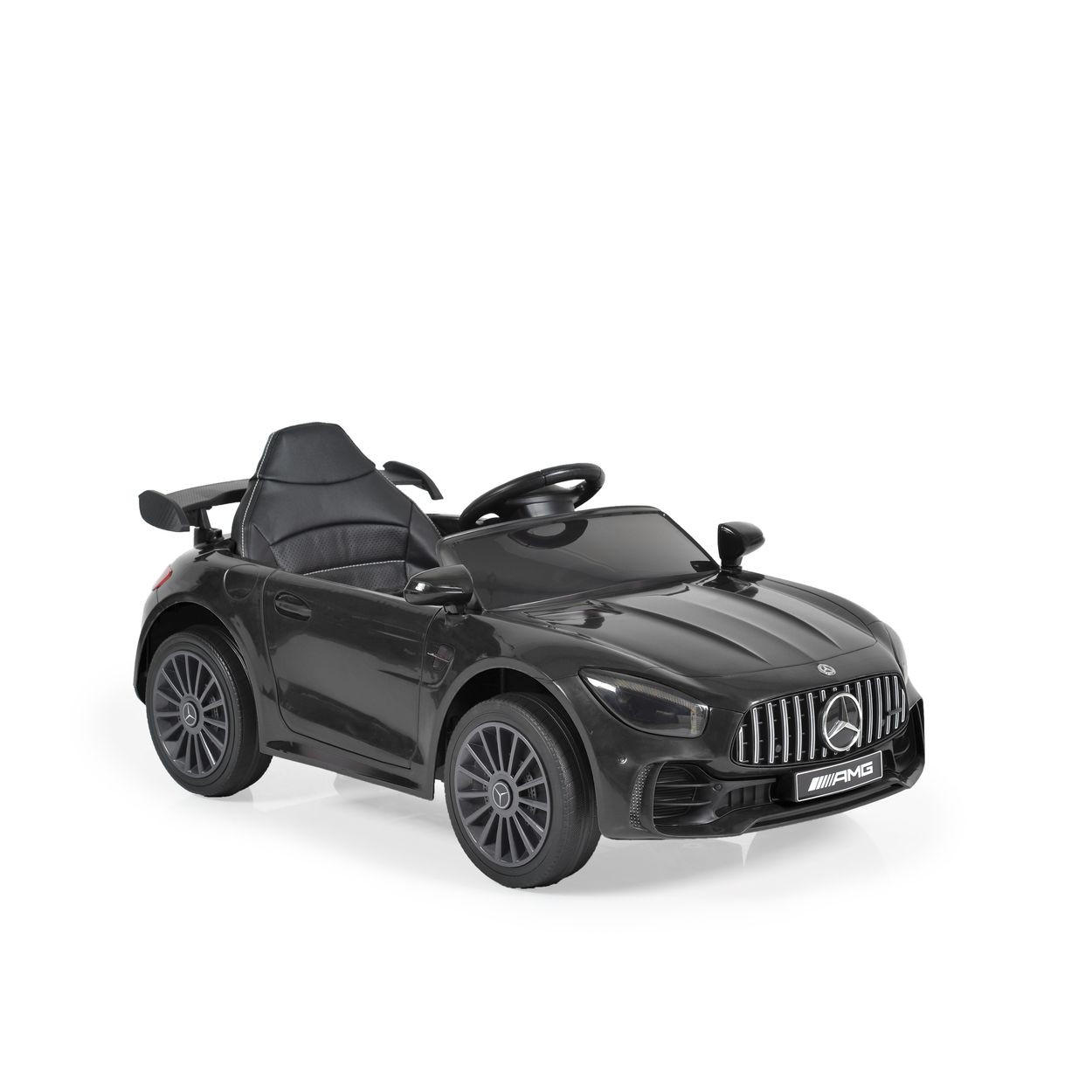 ELEKTROAUTO Mercedes AMG GTR schwarz EVA-Reifen, Musikeffekte, Fernbedienung - Schwarz, Kunststoff (99/55/41cm) - Moni