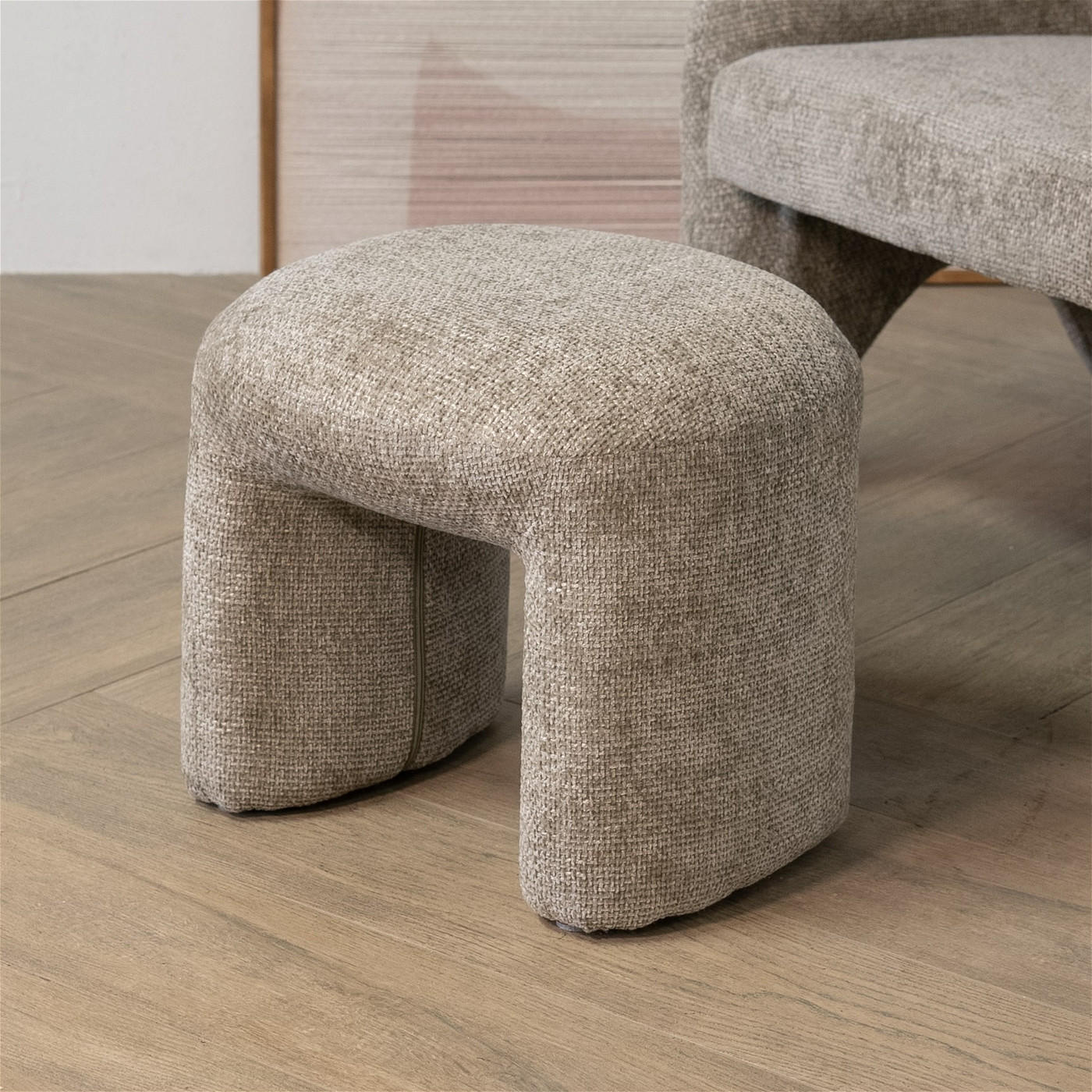HOCKER aus Stoff 47x42x42cm, taupe - Taupe, Textil (47/42/42cm) - Giga Meubel