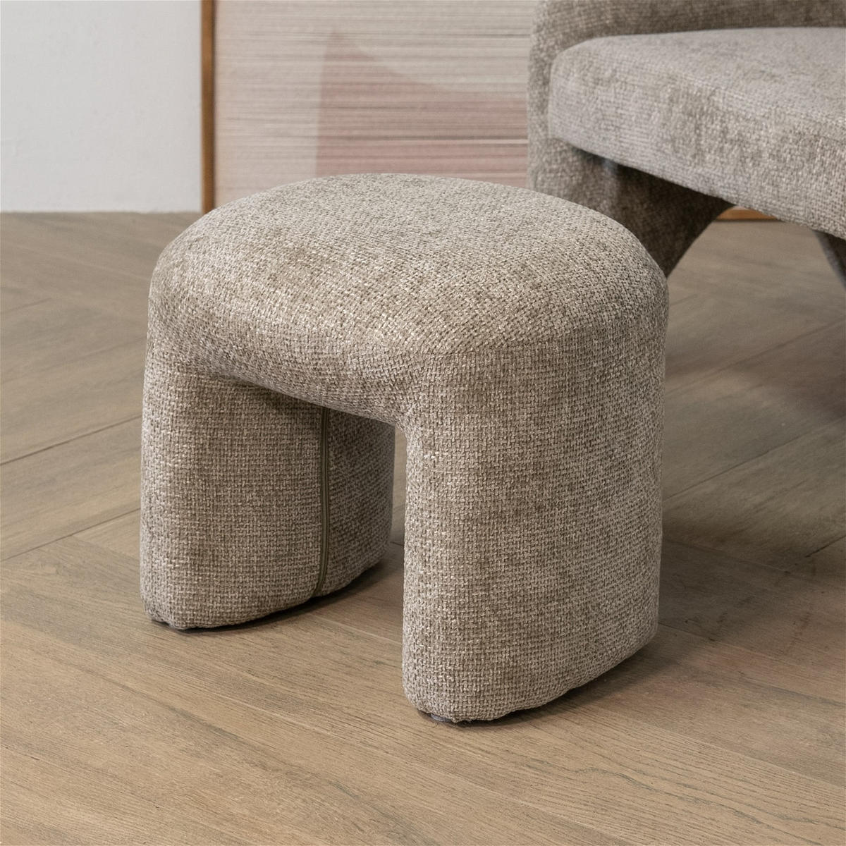 HOCKER aus Stoff 47x42x42cm, taupe - Taupe, Textil (47/42/42cm) - Giga Meubel
