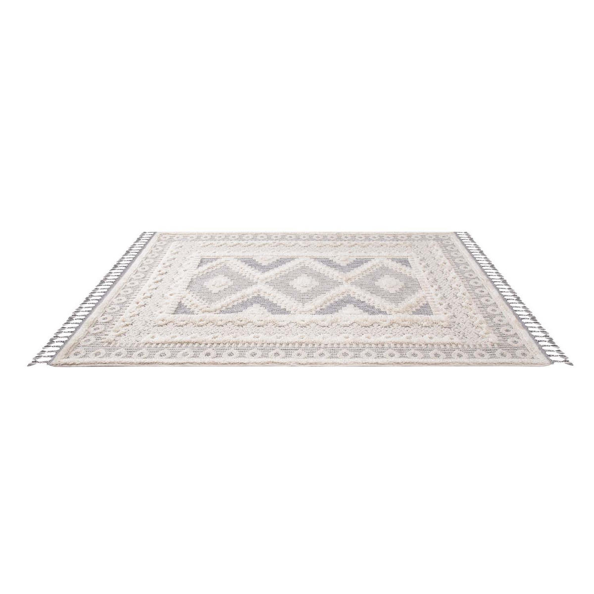KURZFLOR-TEPPICH Valencia 730 Creme/ Graublau 160x230 cm - Creme, Textil (160/230cm) - carpet city