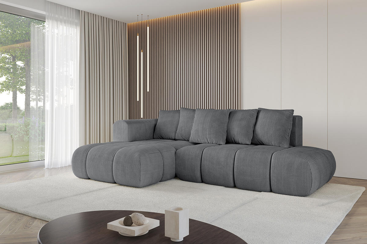 ECKSOFA Ottomane Links CLOUD-L-v1 289x180x40 Dunkelgrau Cord - Dunkelgrau, Holzwerkstoff/Kunststoff (180/289cm) - ALTDECOR