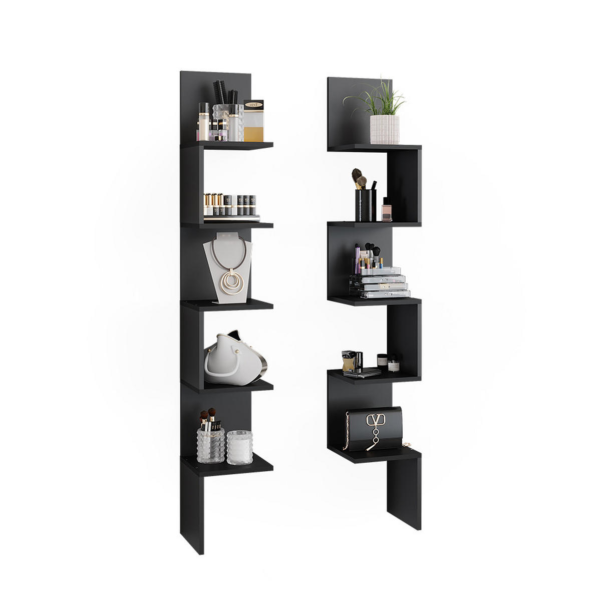 ECKREGAL Paolo Schwarz 28 x 175.4 cm 2er Set - Schwarz, Holzwerkstoff (28/175.4/28cm) - Vicco