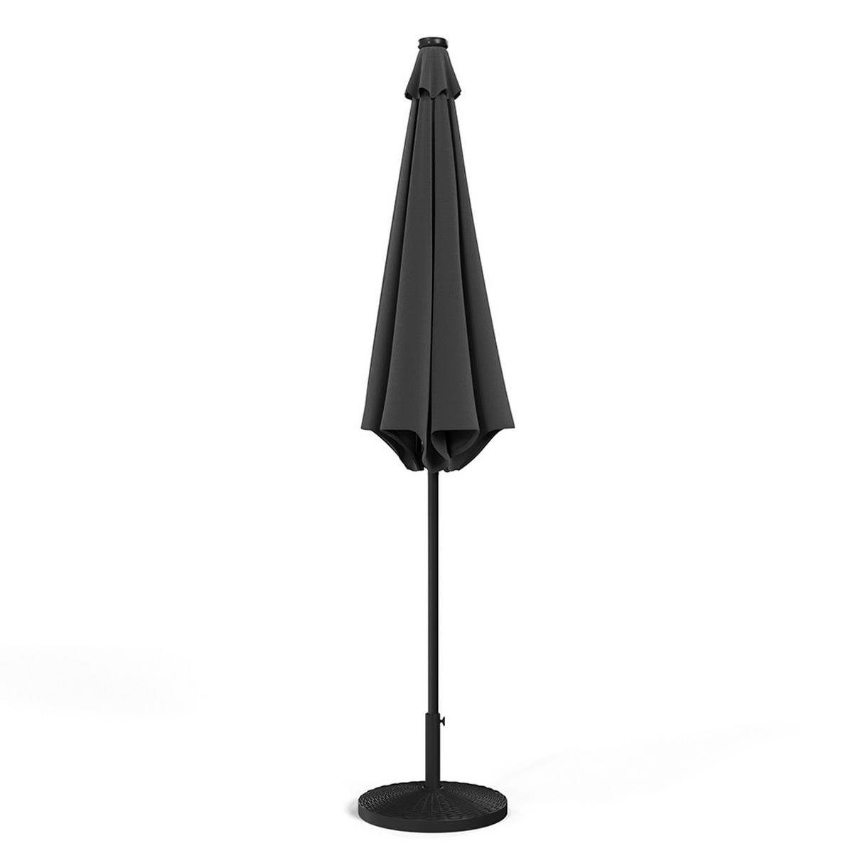 SONNENSCHIRM aus Polyester Metall mit Resin-Sockel Schwarz drehbar 360°neigbar 60° 3 x 2.4m Ø49 × 32 cm - Schwarz, Metall (300/240cm) - Livingandhome