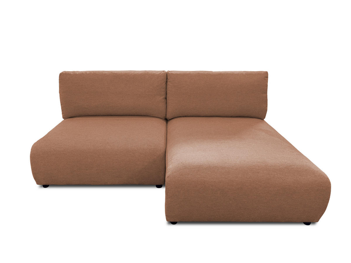 ECKSOFA Sora mit Schlaffunktion, Bettkasten und extra tiefer Komfortzone aus hochwertigem Terrakotta Strukturstoff - Terracotta/Schwarz, Holz/Kunststoff (200/140cm) - S-Style