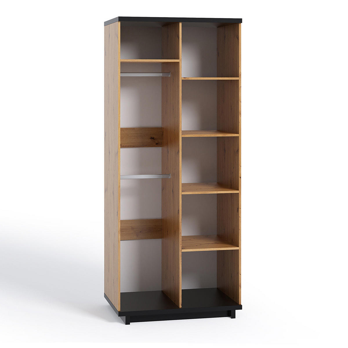 KLEIDERSCHRANK Zonda 90/215/60 2-türig - Schwarz/Eiche Artisan, Holzwerkstoff/Kunststoff (90/215/60cm) - Ravio