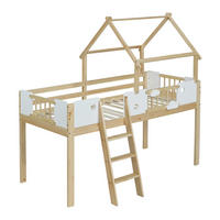 HOCHBETT Kinderbett Weiß+Natur - Naturfarben, Holz (90/200cm) - ComfortXL