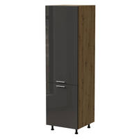 KÜHLSCHRANKUMBAUSCHRANK Essen D14/DL/60/207 Graphit Hochglanz / Eiche Artisan Matt 60 / 59 / 207cm - Graphitfarben/Eiche Artisan, Holz/Holzwerkstoff (60/207/59cm) - Feldmann-Wohnen