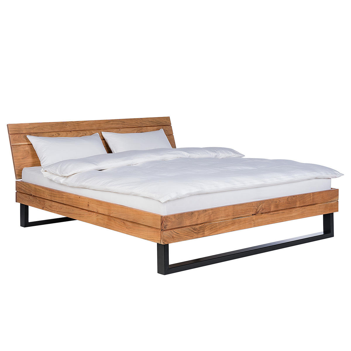 MASSIVHOLZBETT - Akazie massiv - Akaziefarben, Holz (180/200cm) - home24