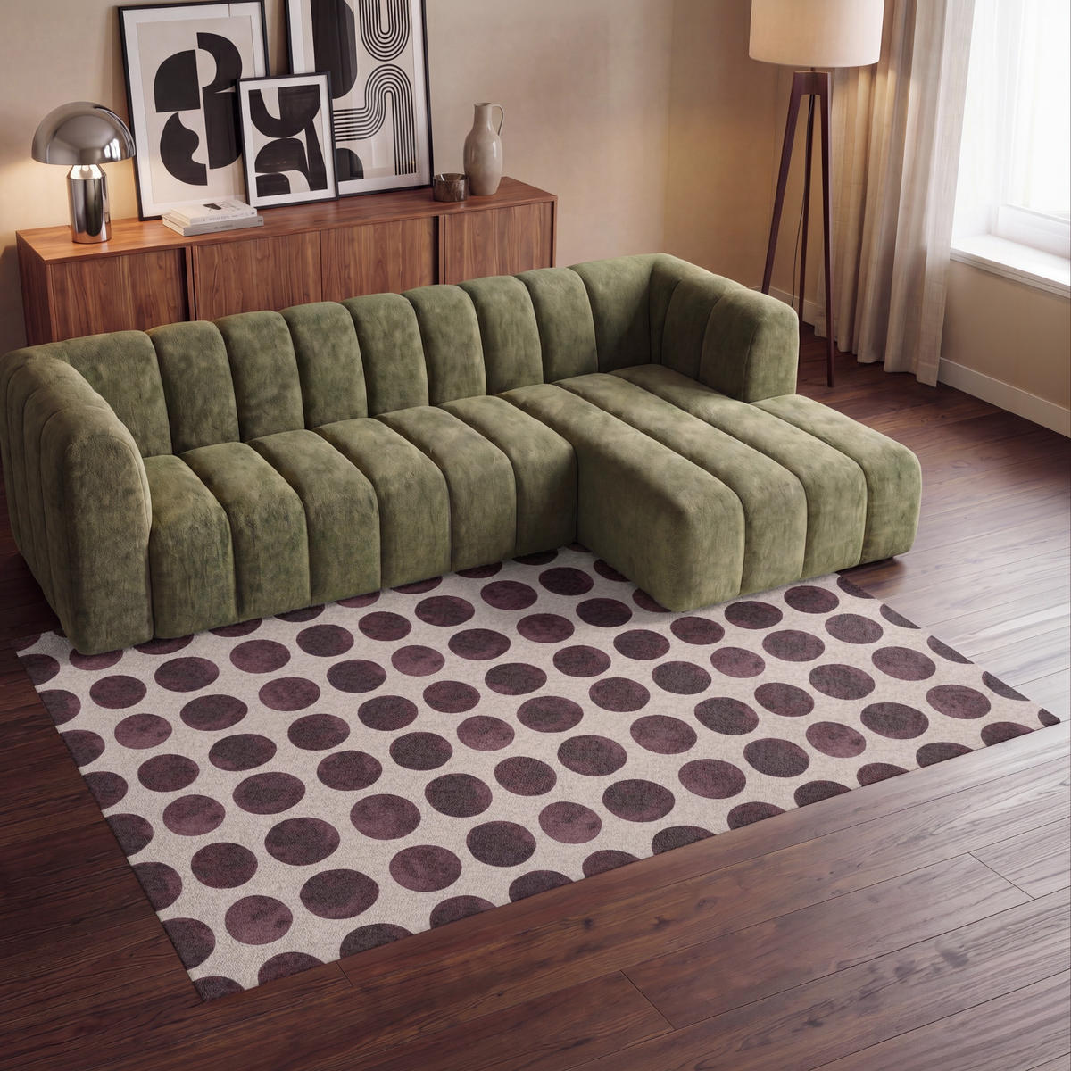 KOBERCE - Bodky - Vzor - Hnedý - 230x150 cm - tmavohnedá, textil/plast (230/0.4cm) - OnlyWow