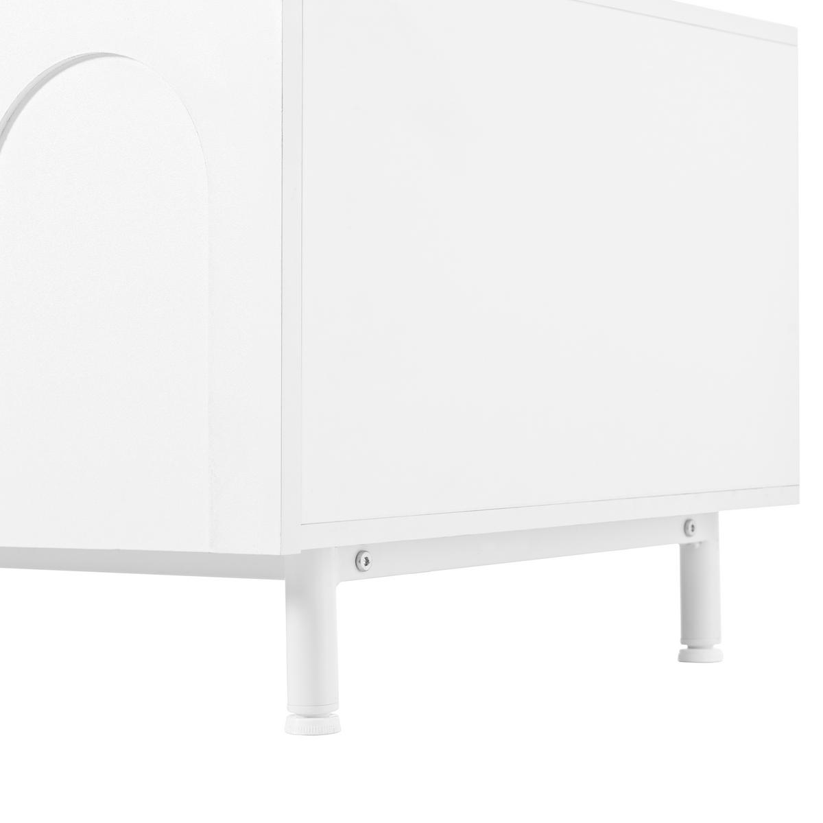 TV-RACK 2tlg. Wohnzimmerset 180cm +Couchtisch BogenmusterTüren Weiß - Weiß, Holz (54.99/13/110.01cm) - Raelunyi