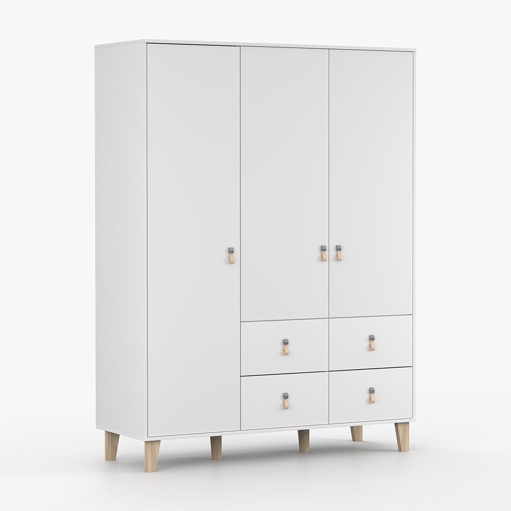imoebel24 Kleiderschrank Weiß 150x201x55 cm