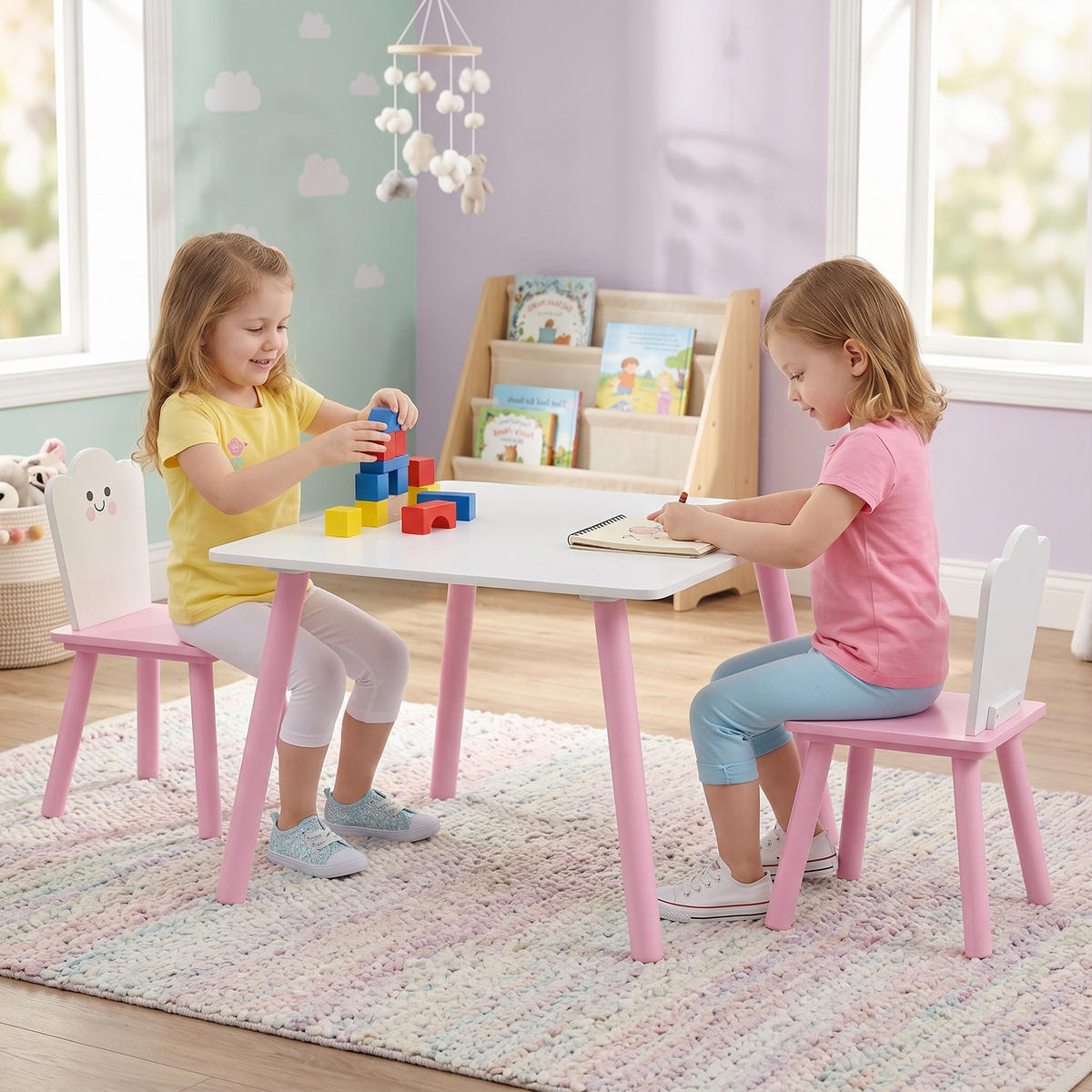 KINDERTISCHGRUPPE Rosa 60.0/60.0/44.0cm - Rosa, Holzwerkstoff (60/44/60cm)