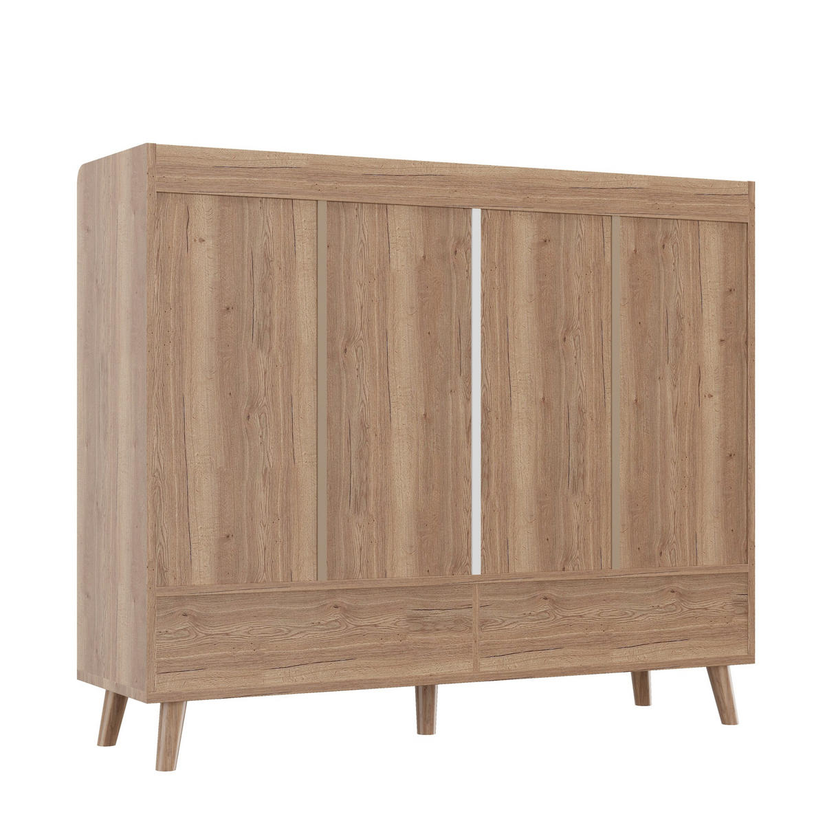 SCHUHSCHRANK aus Spanplatte 120x35x99cm in Natur mit 4 Türen & Schublade - Naturfarben, Holzwerkstoff (120/99/35cm) - Modfu