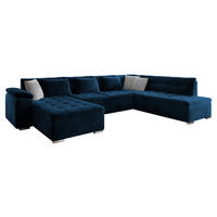 WOHNLANDSCHAFT Niko Bis, Seite: Links - Dunkelblau, Holz/Textil (348/76/205cm) - MIRJAN24