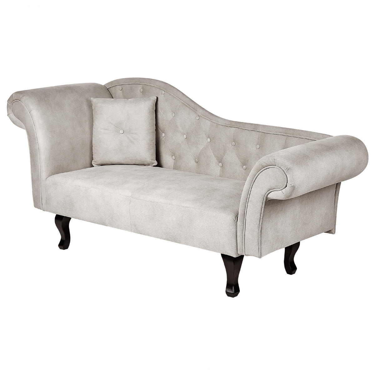 CHAISCHAISELONGUE Samtstoff taupe links Lattes - Beige/Dunkelbraun, Textil (192/81/59cm) - Beliani