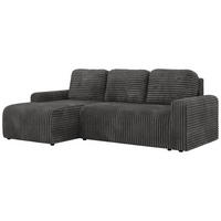 ECKSOFA NESSARO L Grau Cord - Links Seite - Schwarz/Grau, Kunststoff/Textil (244/151cm) - MKS