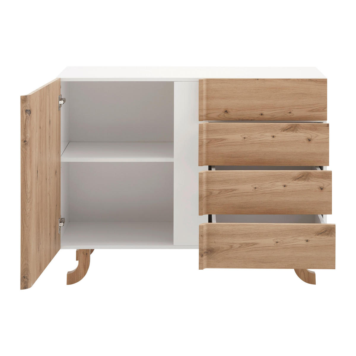 SIDEBOARD Vira Weiß/Kieferfarben Echtholz - Weiß, Holz (110/83/43cm) - Bessagi Home