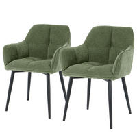 ARMLEHNENSTUHL - Bouclé / Eisen, 2er-Set - Grün, Metall (49/85/59cm) - home24