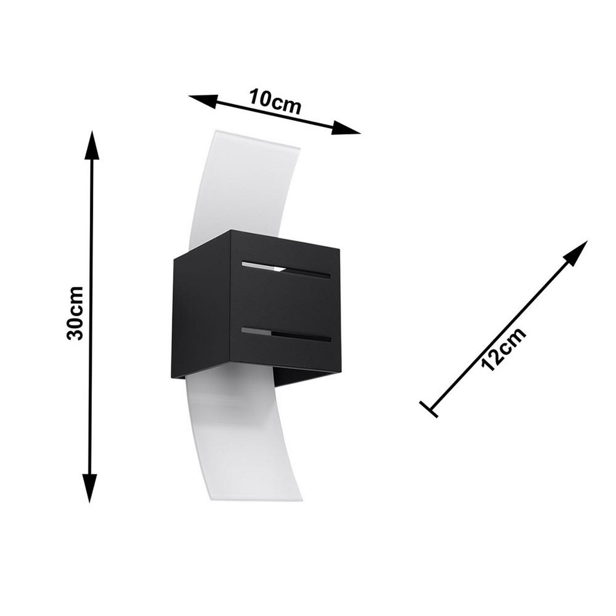 WANDLEUCHTE Aluminium Schwarz satiniert - Schwarz, Glas (10/30/12cm)