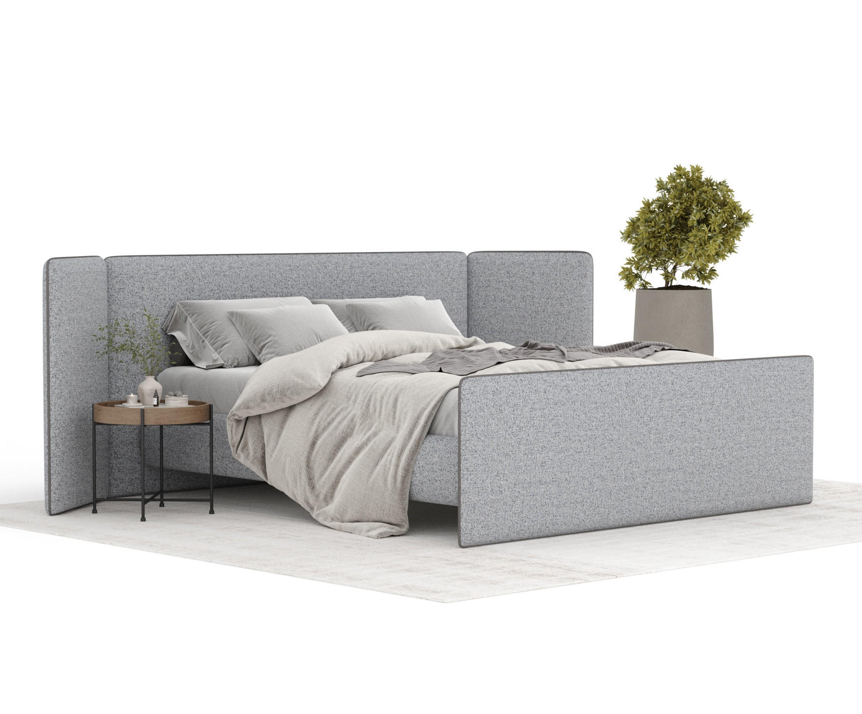 POLSTERBETT Tokyo Grau 200/200 cm - Naturfarben/Grau, Holz/Holzwerkstoff (200/200cm) - Maison de Reve