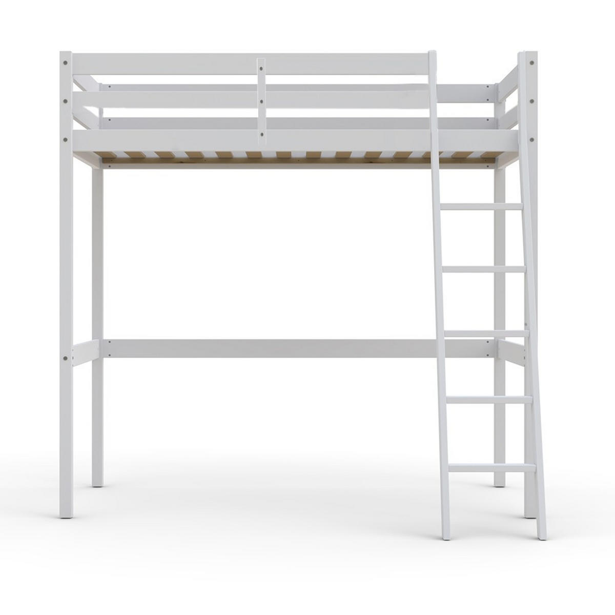 HOCHBETT STUDIO mit Lattenrost / Hochbett 140x190 - Weiß - Weiß, Holz (140/190cm) - Weber Industries