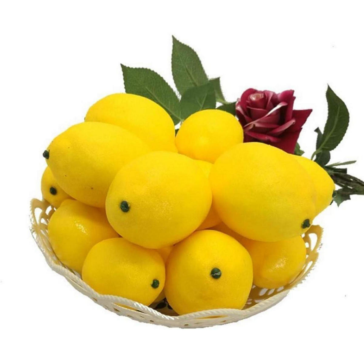 KÜNSTLICHE Zitronen 15 Stück Set 10 cm - Gelb, Kunststoff (10cm)