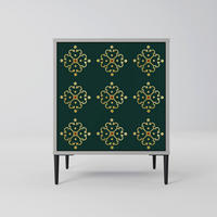SIDEBOARD ROYAL MEDALLION, Grau, 57,5x42x72,5 cm, Schwarze Metallfüße - Multicolor/Schwarz, Holzwerkstoff/Metall (57.5/72.5/42cm) - SpaceRebels