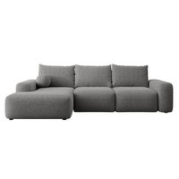 ECKSOFA Carnos mit Ballkissen, Dunkelgrau Chenille, linksseitig - Dunkelgrau/Schwarz, Kunststoff/Textil (264/162cm) - Selsey