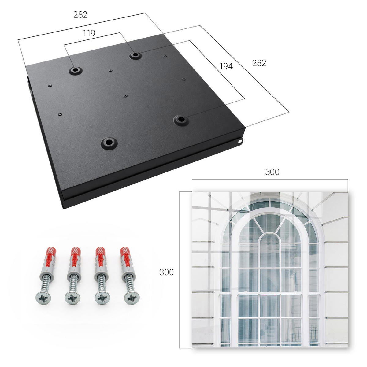 SCHLÜSSELBOX Schwarz 30x30 cm- Türöffnung nach rechts - Klassische Eleganz - Weiß, Metall (30/30/5cm) - TULUP