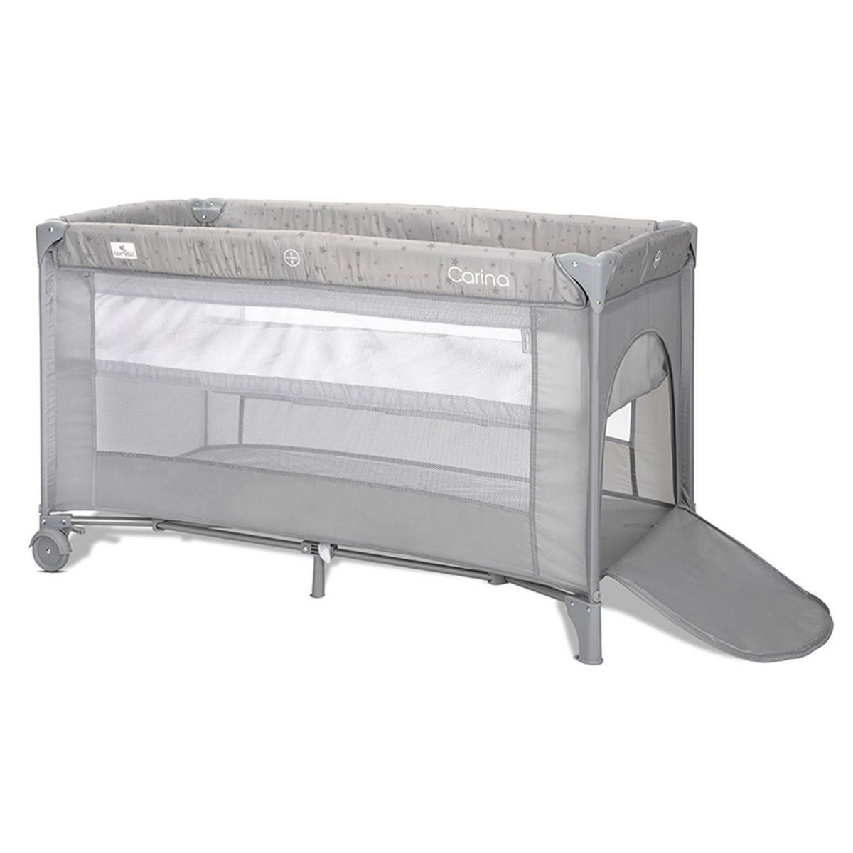 REISEBETT Carina grau Matratze Tragetasche faltbar Räder mit Bremse - Grau, Kunststoff (67/125cm) - Lorelli