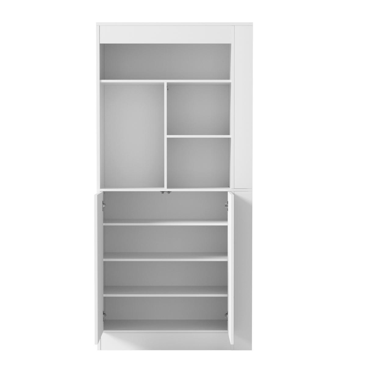 HOCHSCHRANK 85x35x180cm Weiß mit 2 Türen und Regalfächern - Weiß, Holzwerkstoff (85/180/35cm) - FLIEKS