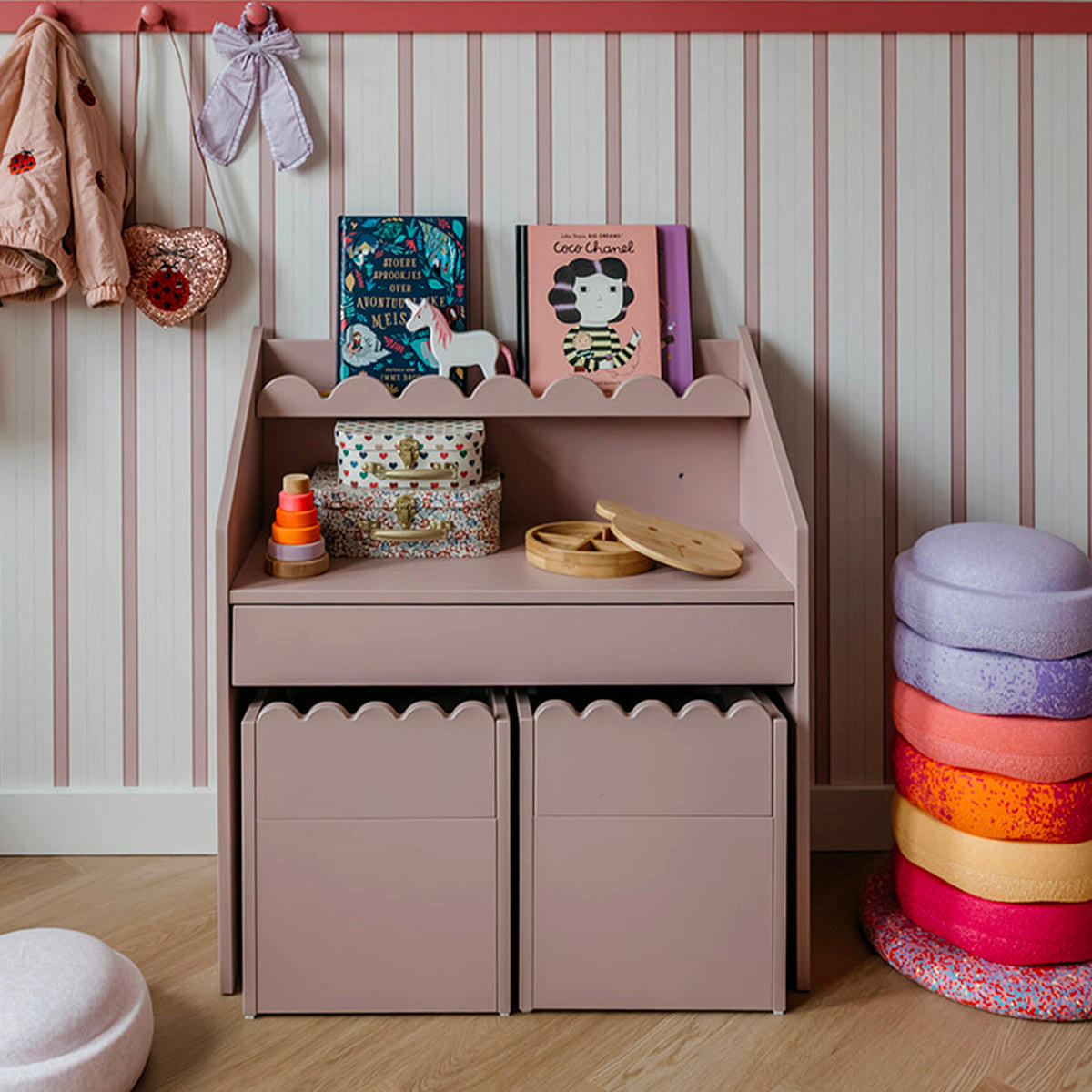 PISAĆI STOL Book Nook Ruža - pink, drvni materijal (71/76/33cm) - Petits-meubles