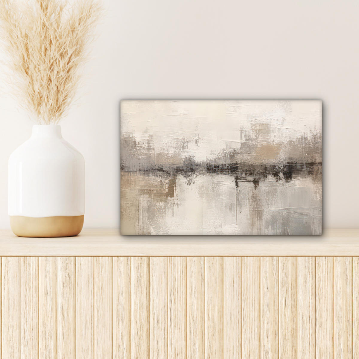 LEINWANDBILD Moderne Kunst - Abstrakt - Beige 30x20 cm - Beige, Textil (30/20cm) - MuchoWow