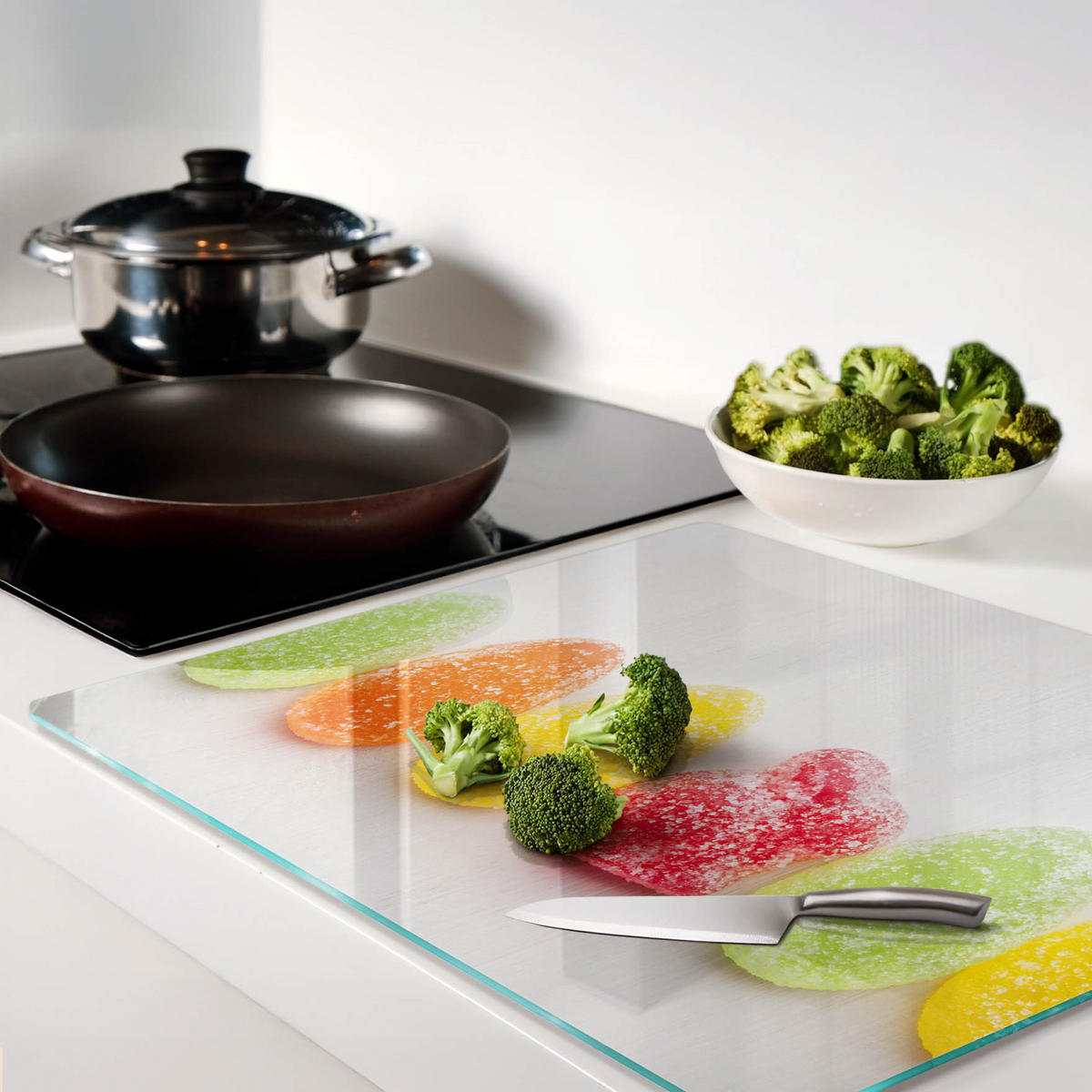 GLASPLATTE 60x52 cm Bunte Jelly Beans - Multicolor, Glas (60/0.4/52cm) - TULUP