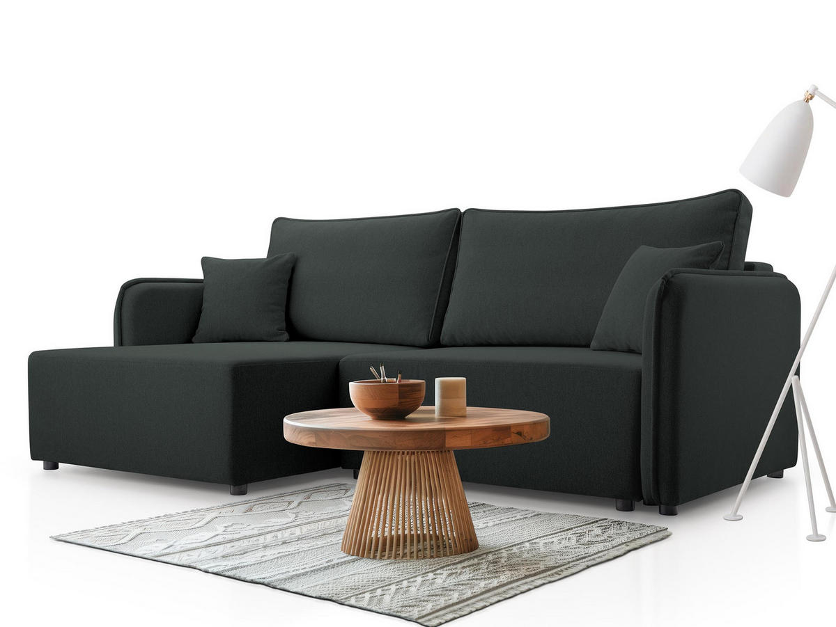ECKSOFA Malody, Seite: Links - Anthrazit/Schwarz, Holz/Kunststoff (227/147cm) - MIRJAN24