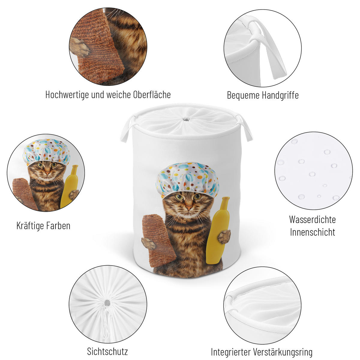 WÄSCHEKORB Shower Cat - Braun, Textil (37/55/55cm) - Sanilo