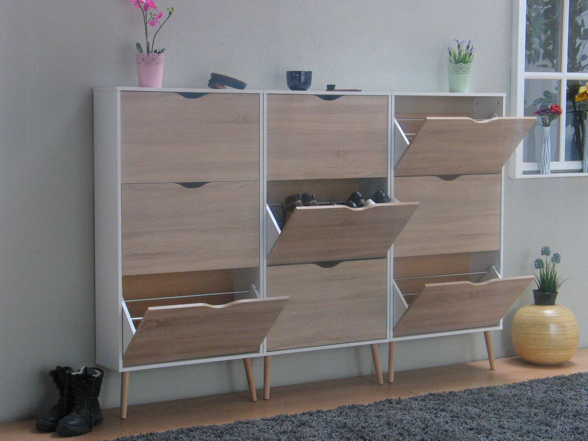 SCHUHSCHRANK weiß - Weiß, Holzwerkstoff (211/139/24cm) - ebuy24