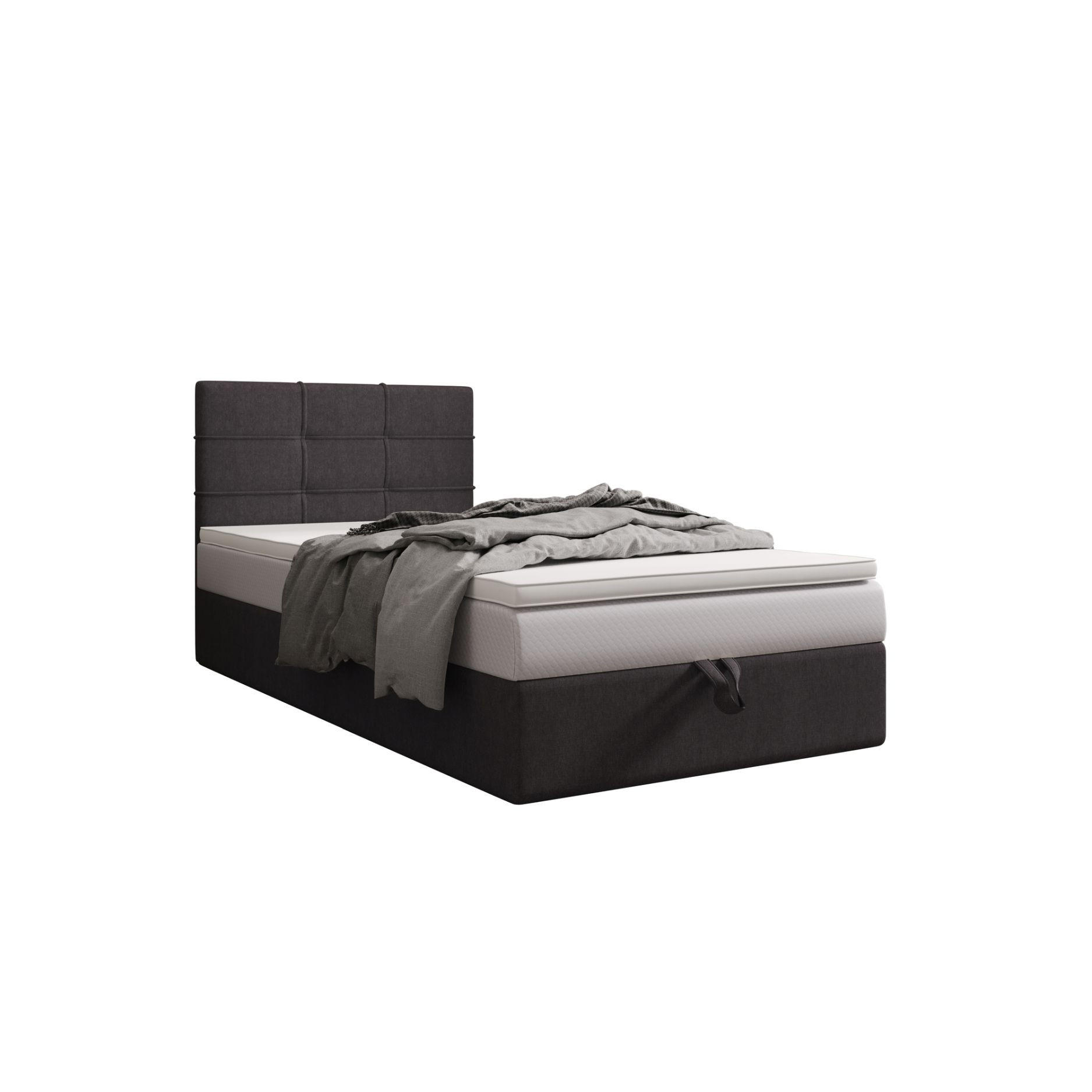 BOXBETT DUO 2 100x200 Cosmic 97, mit Matratze H3, Bonell und Topper, Grau - Grau, Holz/Kunststoff (100/200cm) - Bedante