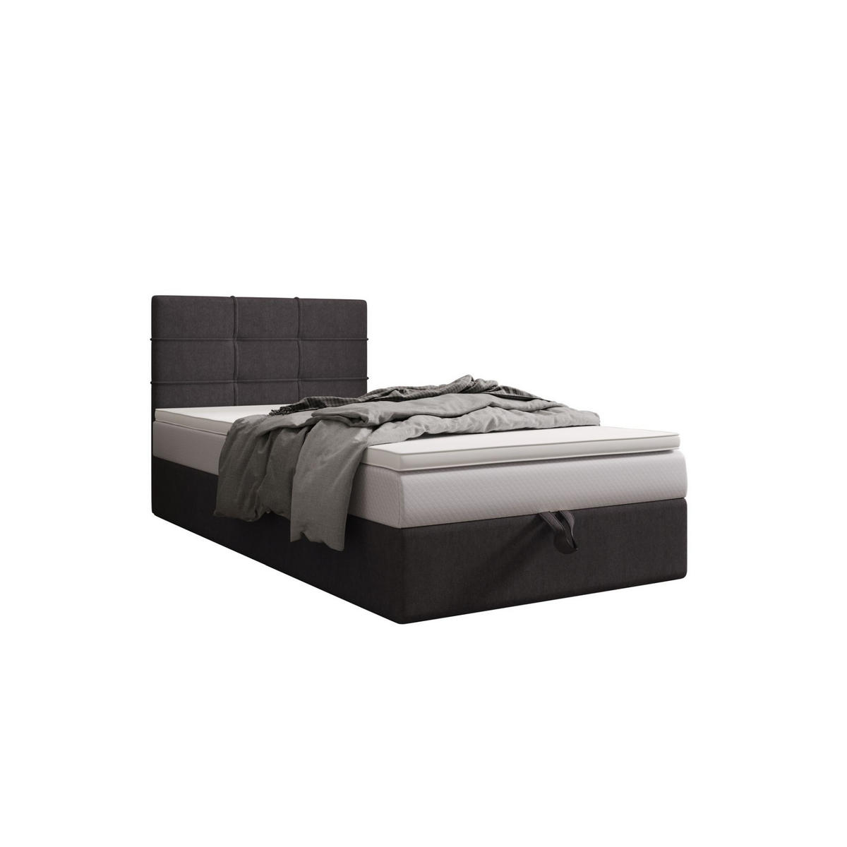 BOXBETT DUO 2 100x200 Cosmic 97, mit Matratze H3, Bonell und Topper, Grau - Grau, Holz/Kunststoff (100/200cm) - Bedante