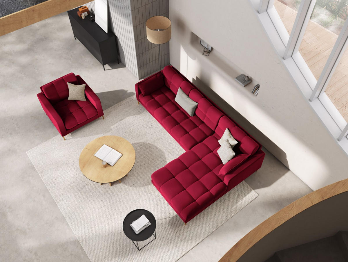 SESSEL Mamaia aus Samt rot - Rot, Textil (92/75/87cm) - Micadoni