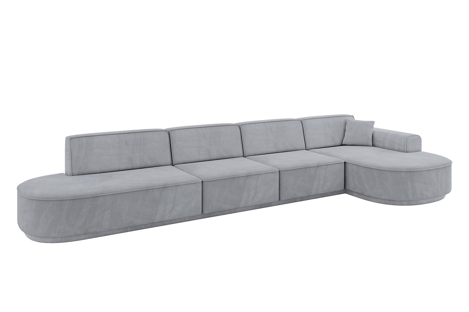 ECKSOFA Ottomane Rechts MARI-L3-v3 - 413x171x83 cm Grau Velours - Schwarz/Grau, Holzwerkstoff/Kunststoff (171/413cm) - ALTDECOR