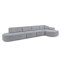ECKSOFA Ottomane Rechts MARI-L3-v3 - 413x171x83 cm Grau Velours - Schwarz/Grau, Holzwerkstoff/Kunststoff (171/413cm) - ALTDECOR