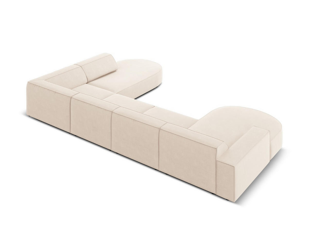 PANORAMASOFA rechts Jodie aus Samt leichtes beige 7 Sitzplätze - Beige, Textil (262/70/364cm) - Micadoni