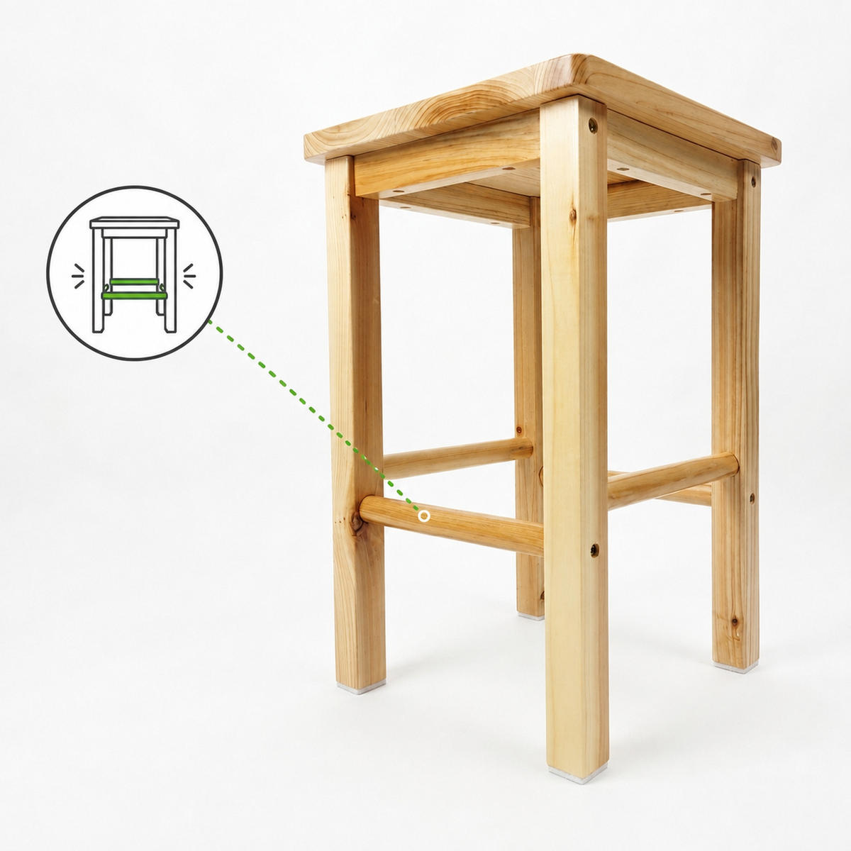 HOLZHOCKER Kiefer Natur 2-er Set 30 x 30 x 46 cm quadratische Sitzfläche - Naturfarben, Holz (30/46/30cm) - Begryf