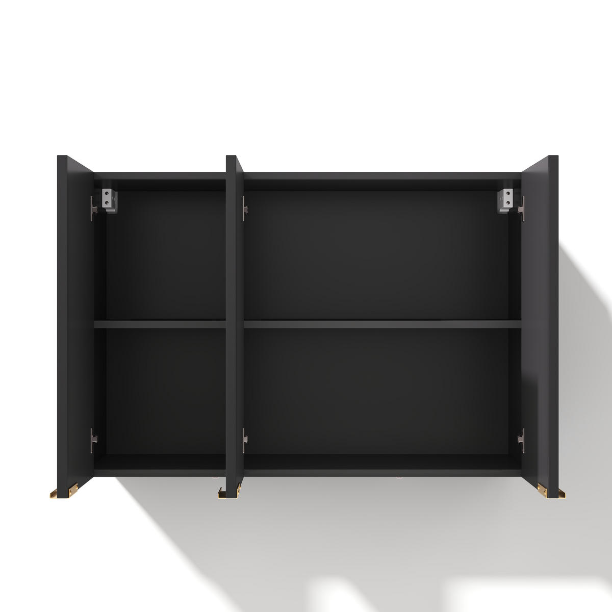 HÄNGESCHRANK DE-38748 90/29/60 cm 3 Türen und Wellenstruktur Schwarz - Schwarz, Holzwerkstoff (90/60/29cm) - ComfortXL