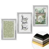 WANDBILDER 3er Set - 20x30 cm Silberner Rahmen - Grüne Blätter von Pflanzenarchitektur - Silberfarben, Kunststoff (20/30cm) - ArtPrintCave