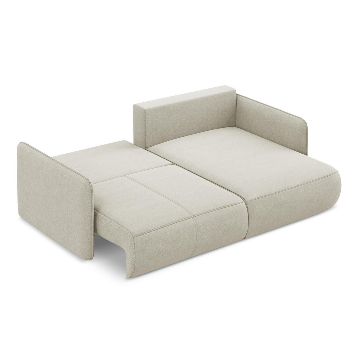 ECKSOFA mit Schlaffunktion Strukturstoff Stoff Beige - Beige/Creme, Kunststoff/Textil (207/148cm) - LaMiaSofa