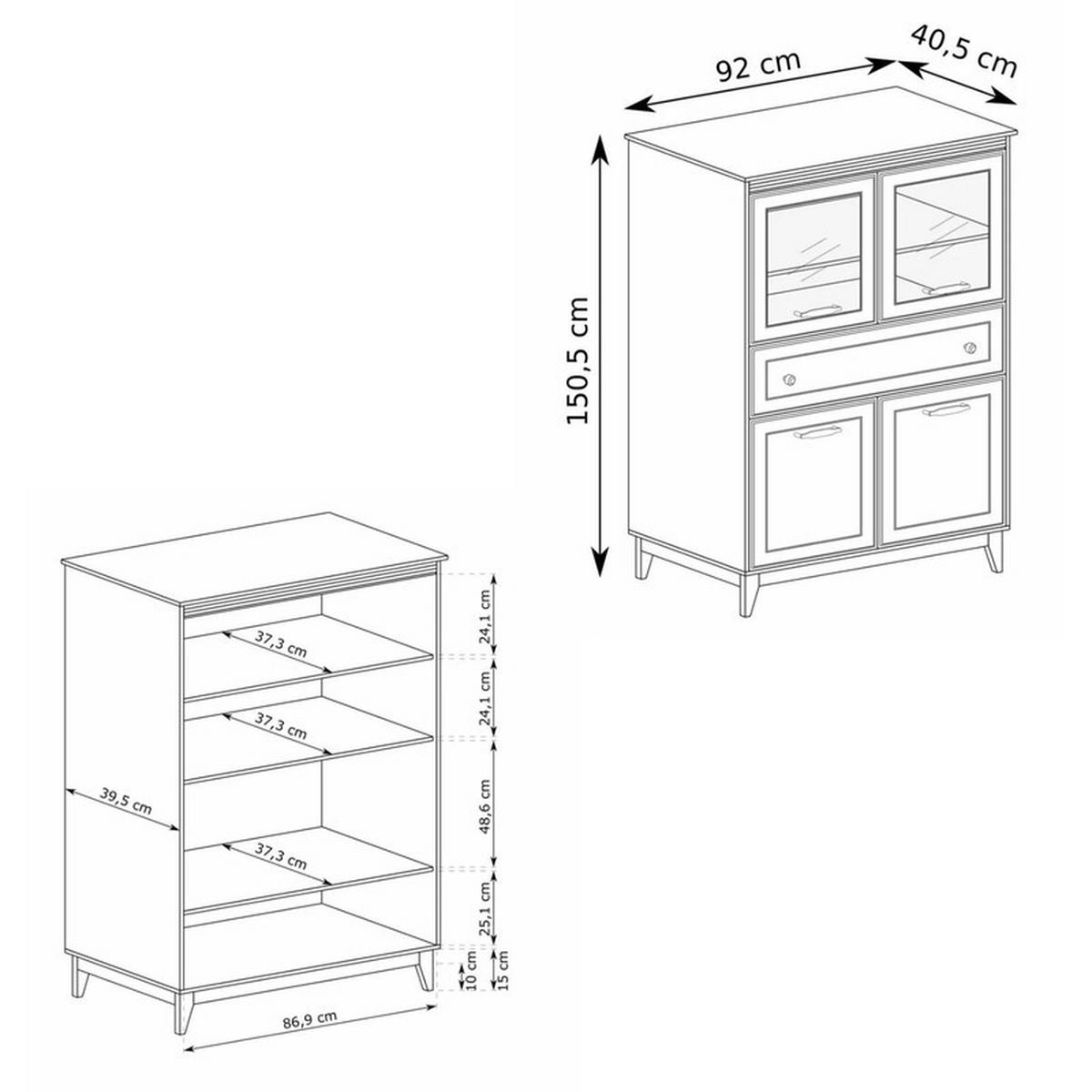 HIGHBOARD DIUNA 92/41/151 cm, 1 Schublade, Kaschmir - Kaschmir, Holzwerkstoff/Metall (92/151/41cm) - Idohome