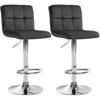 BARHOCKER 2 Samt Dunkelgrau - Chromfarben/Dunkelgrau, Textil/Metall (46/94/47cm) - CLP